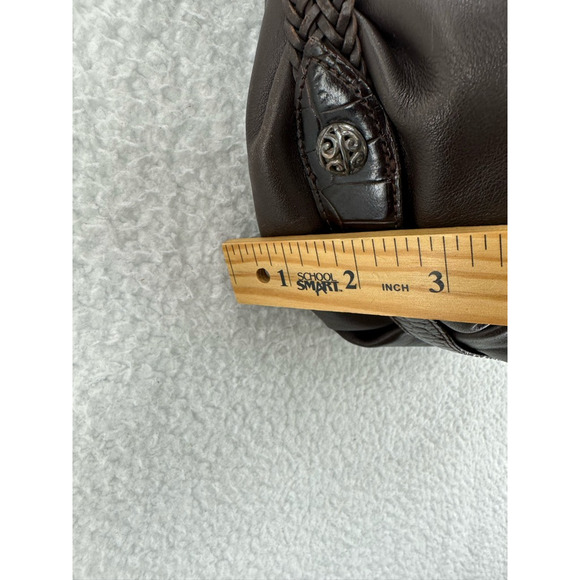 Brighton Womens Hobo Handbag Brown Leather Crocodile Print Trim Embellished M - Picture 5 of 11